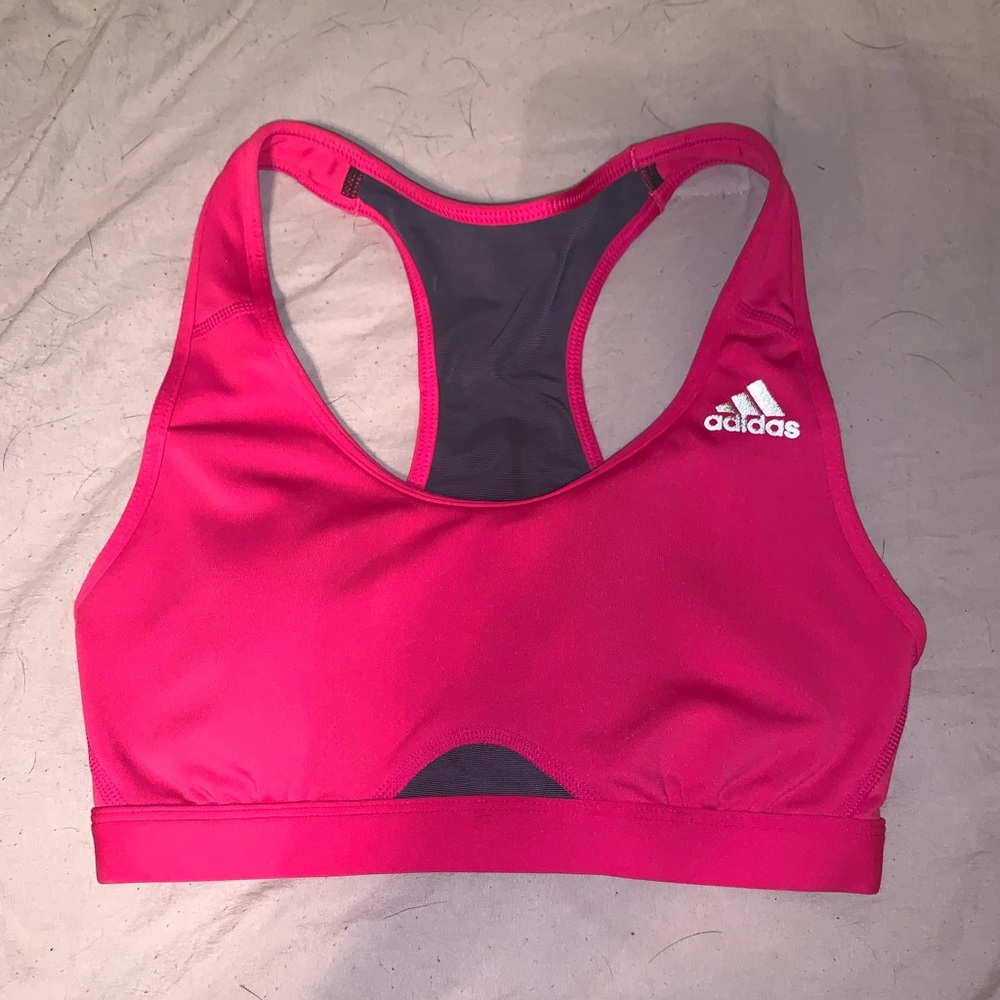 Neon pink adidas sports bra